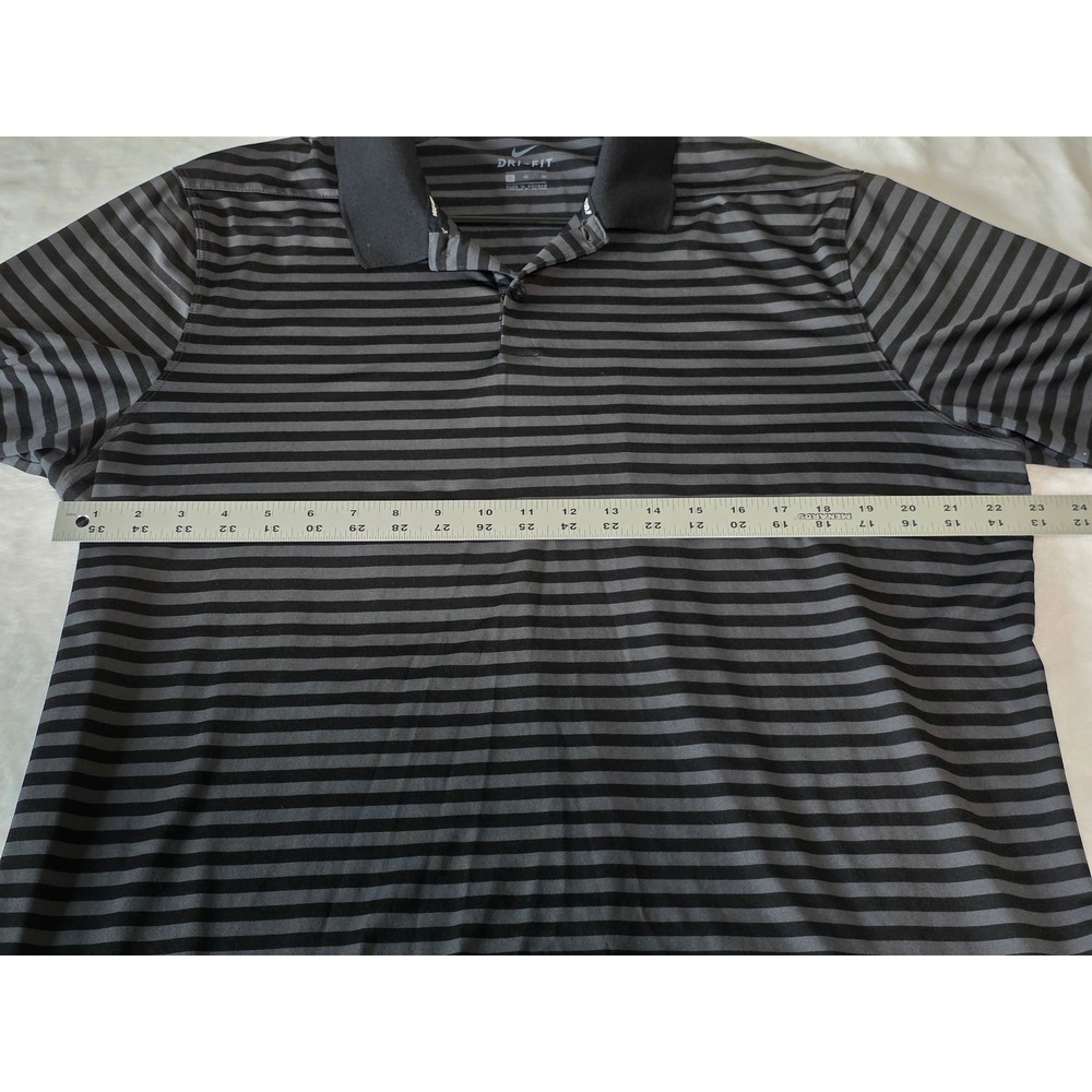 Nike Golf Dri-FIT Polo Shirt Mens XL Black Grey Striped Short Sleeve 891853-010 - Picture 6 of 8